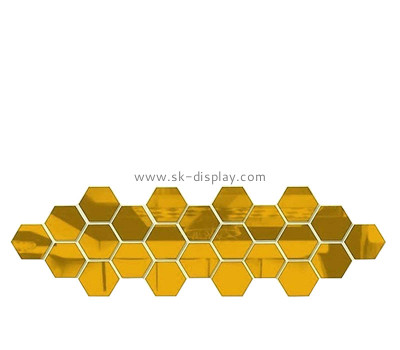 Custom wholesale acrylic hexagon wall decal DIY mirror stickers MA-140