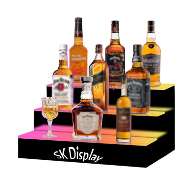 Wholesale custom acrylic liquor bottle lighted bar shelf WD-269