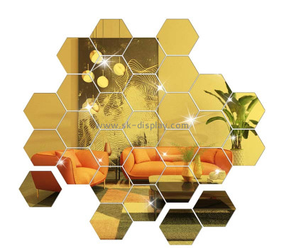 Custom acrylic DIY hexagon wall decals mirror stickers MA-190