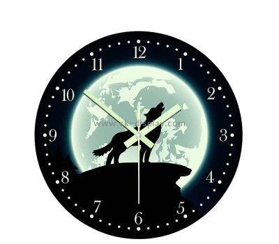 Custom acrylic wall howling wolf clock panels SOD-1166