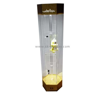 Custom acrylic hexagon tall cabinet with LED light LDD-186