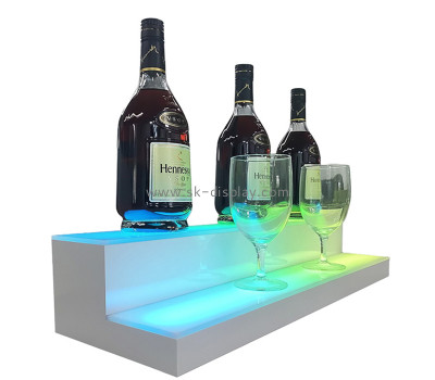 Custom acrylic bar 2 tiers LED drinks display shelf KLD-188