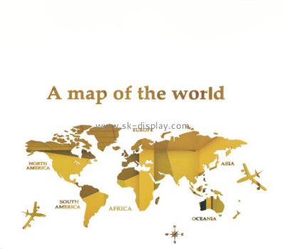 Custom acrylic wall world map decor mirror stickers MA-210