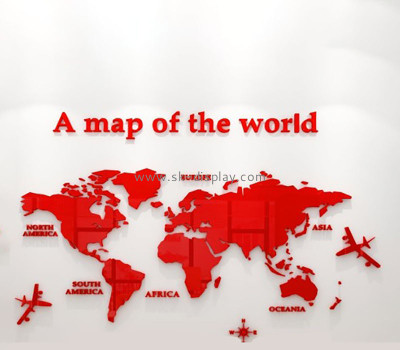 Custom acrylic wall world map mirror stickers MA-211