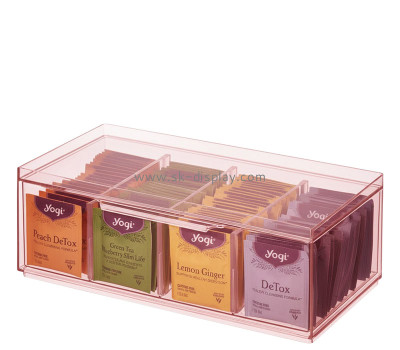 Custom acrylic 4 dividers tea bags storage box FD-577