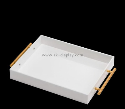 Custom acrylic serving tray with metal handles STS-313