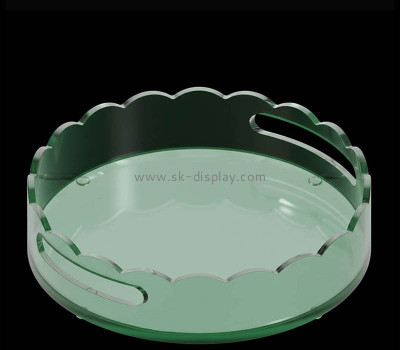 Custom acrylic scalloped round tray with handles STS-319