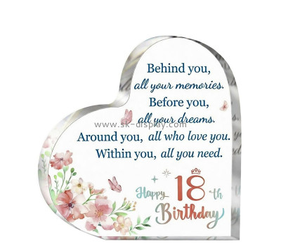 Custom acrylic happy birthday heart gift block AB-426