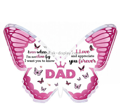 Custom acrylic butterfly-shaped keepsake present block AB-430