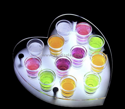 Custom acrylic heart shaped shot glass LED holder tray STS-328