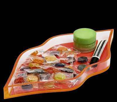 Custom acrylic lip shaped candle holder tray STS-329