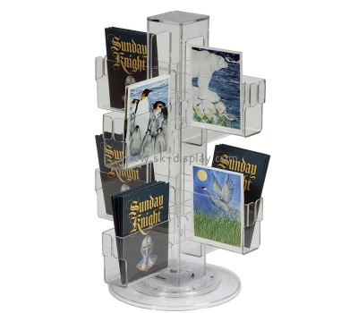 Custom acrylic rotating multi pockets flyer display stand holder BD-1302