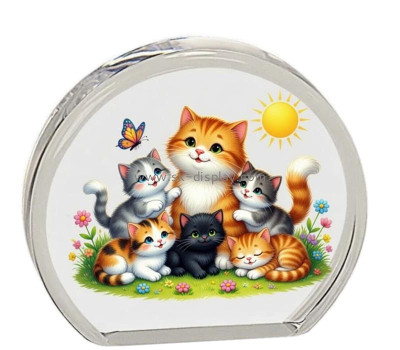 Custom acrylic beveled round photo block AB-437