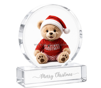 Custom round acrylic photo block with base CA-242