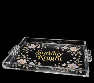Custom acrylic decorative serving tray with bubbles handle STS-337