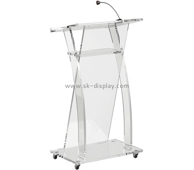 Custom acrylic lectern podium stand with wheels AFS-738