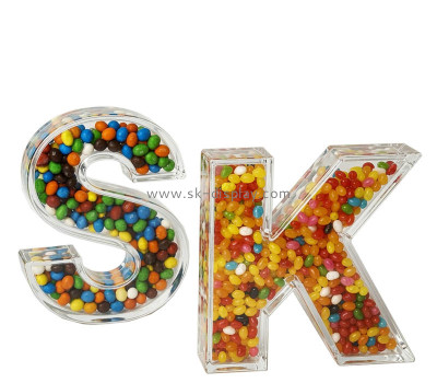 Custom alphabet shaped acrylic party candy bean jar FD-609