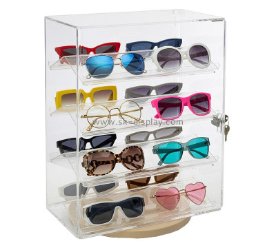 Custom acrylic rotating lockable eyewear showcase DBS-1409