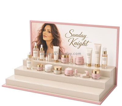 Custom acrylic 3 tiers skincare makeup display stand CO-916