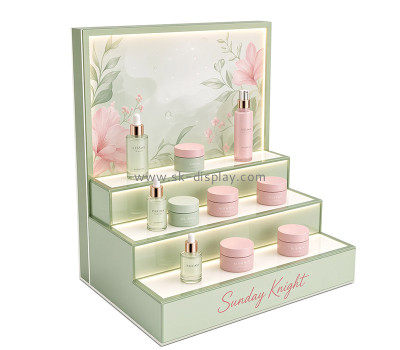 Custom acrylic 3 tiers skincare illuminated display stand KLD-247