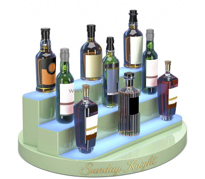 Custom acrylic 3 tiers liquor bottles illuminated display riser stand KLD-248