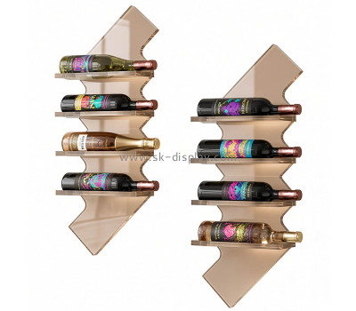 Custom acrylic modern floating zigzag wine bottle holder WD-350