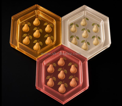 Custom acrylic 3 hexagon catchall pattern printing trays STS-346