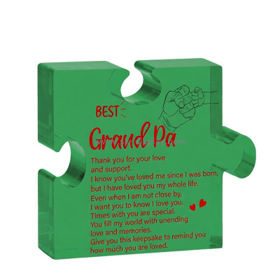 Custom acrylic best grandpa puzzle gift block AB-428