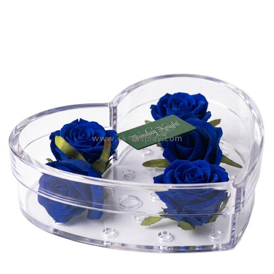 Custom acrylic flower rose heart shaped box DBS-1399
