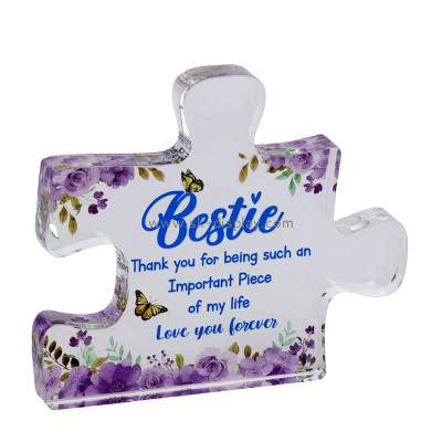 Custom acrylic puzzle shaped gift block CA-239