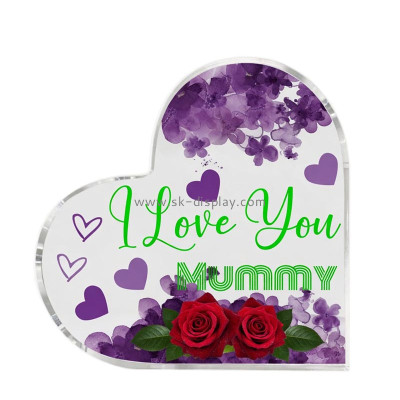 Custom acrylic heart shaped gift block AB-436