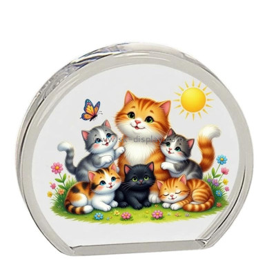 Custom acrylic beveled round photo block AB-437