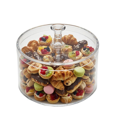 Custom round acrylic candy biscuit storage box FD-607