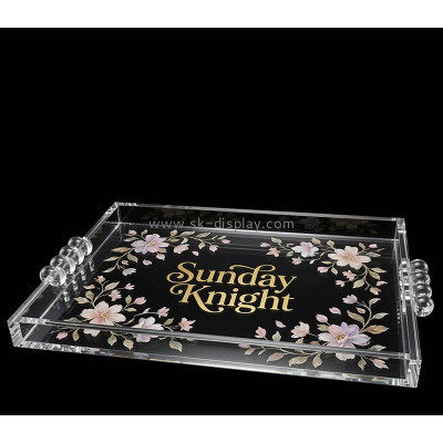 Custom acrylic decorative serving tray with bubbles handle STS-337