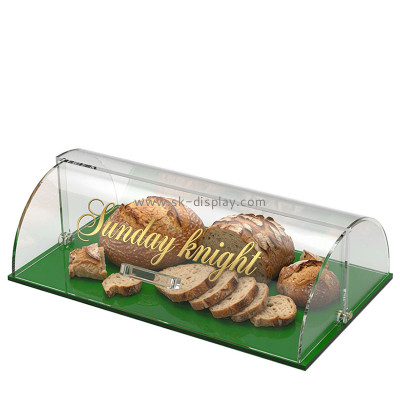 Custom acrylic bread display case with curved lid DBS-1411