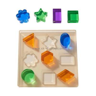 Custom acrylic blocks puzzle for kids with holder tray AB-445