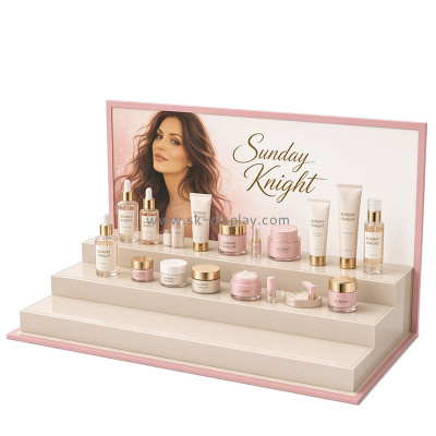 Custom acrylic 3 tiers skincare makeup display stand CO-916