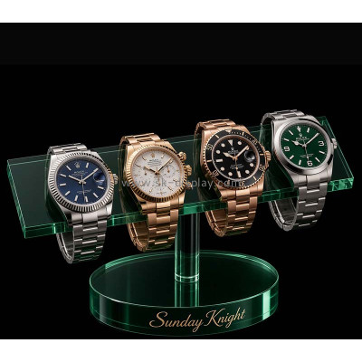 Custom T shape acrylic watch display stand with round base JD-376