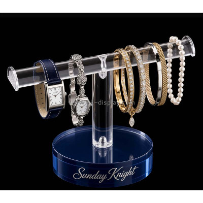 Custom T shape acrylic jewelry display stand with base JD-375