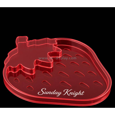 Custom strawberry shaped acrylic catchall decor tray STS-344