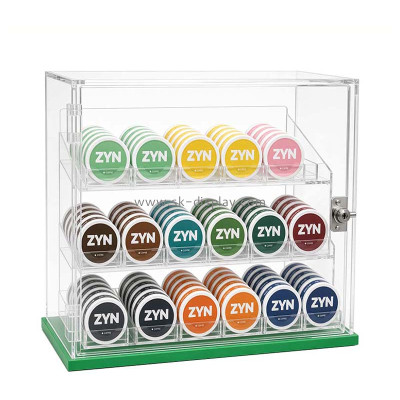 Custom acrylic locking retail ZYN nicotine pouches display case DBS-1416